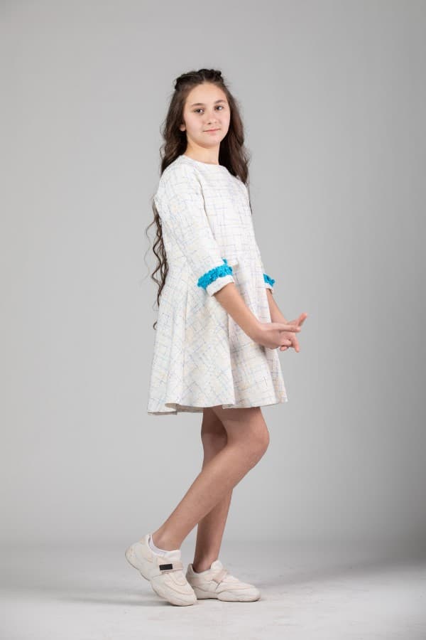 Tweed Mini Dress With Handmede  Details