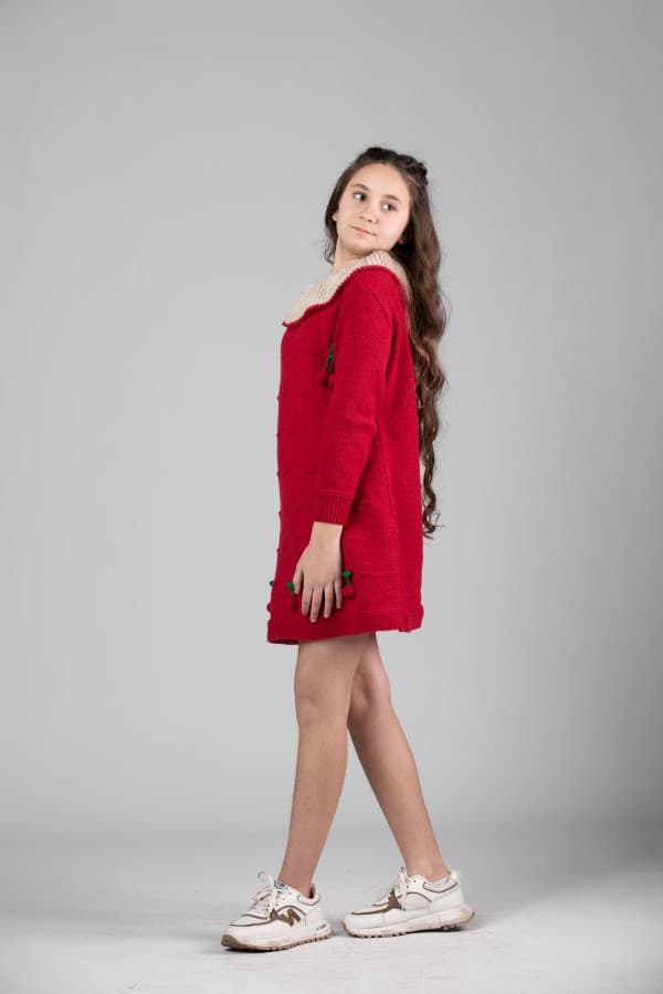 Knitted Long Dress With  Handmede  Details