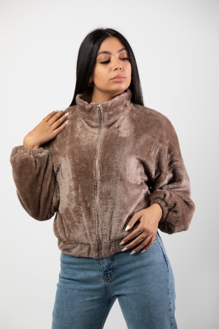 Short Jacket Fur Effect With Zipper
