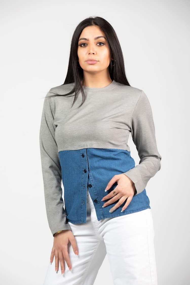 Long Sleeve Top Cotton With Tencel