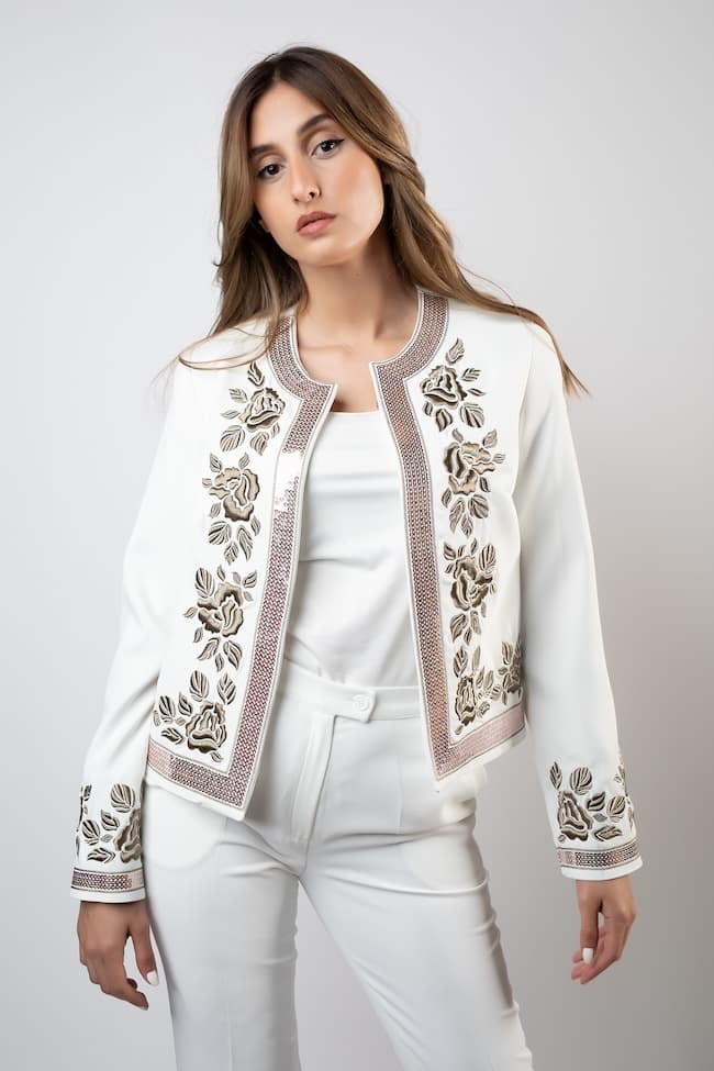Short Suit Jacket With Embroidery