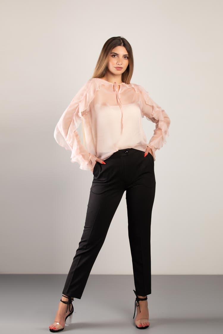 ruffeled flowy shirt