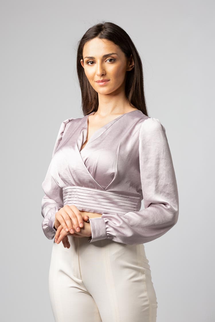 crossed satin top