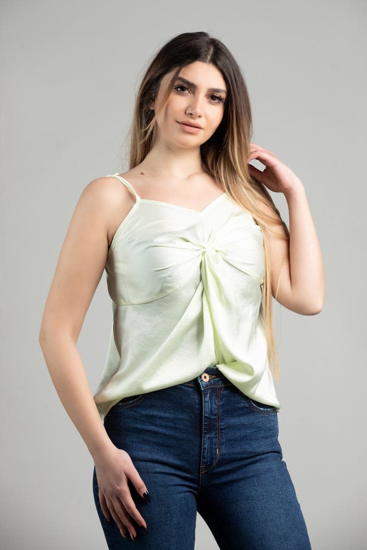 knot satin blouse