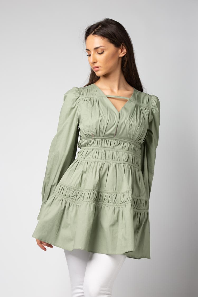 pleat long blouse
