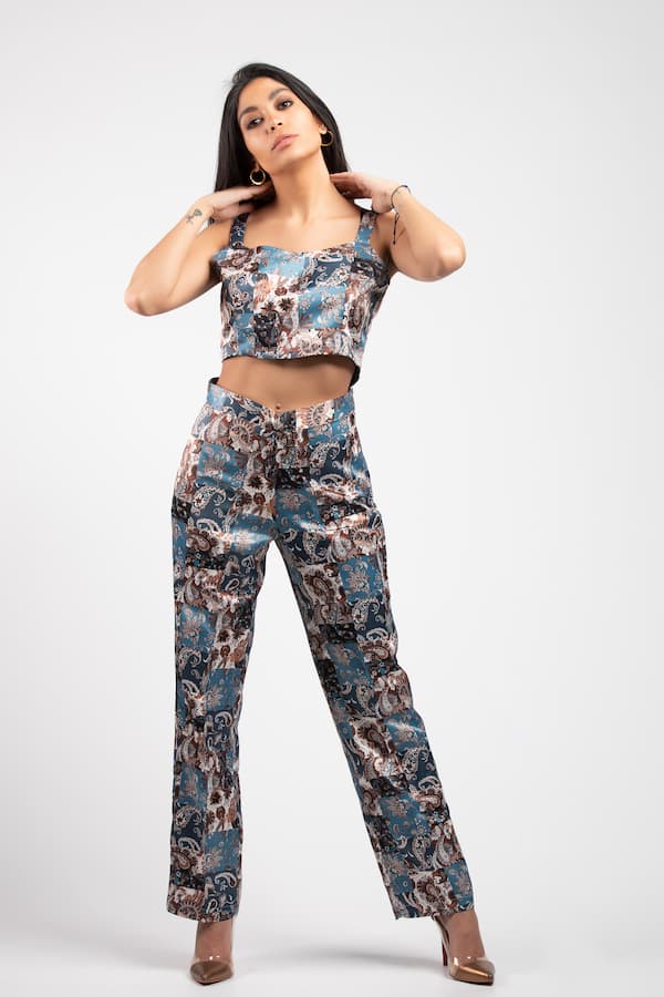 satin printed cropped top