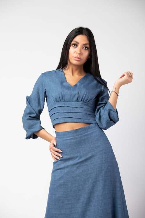 V-Neck Pleated Top