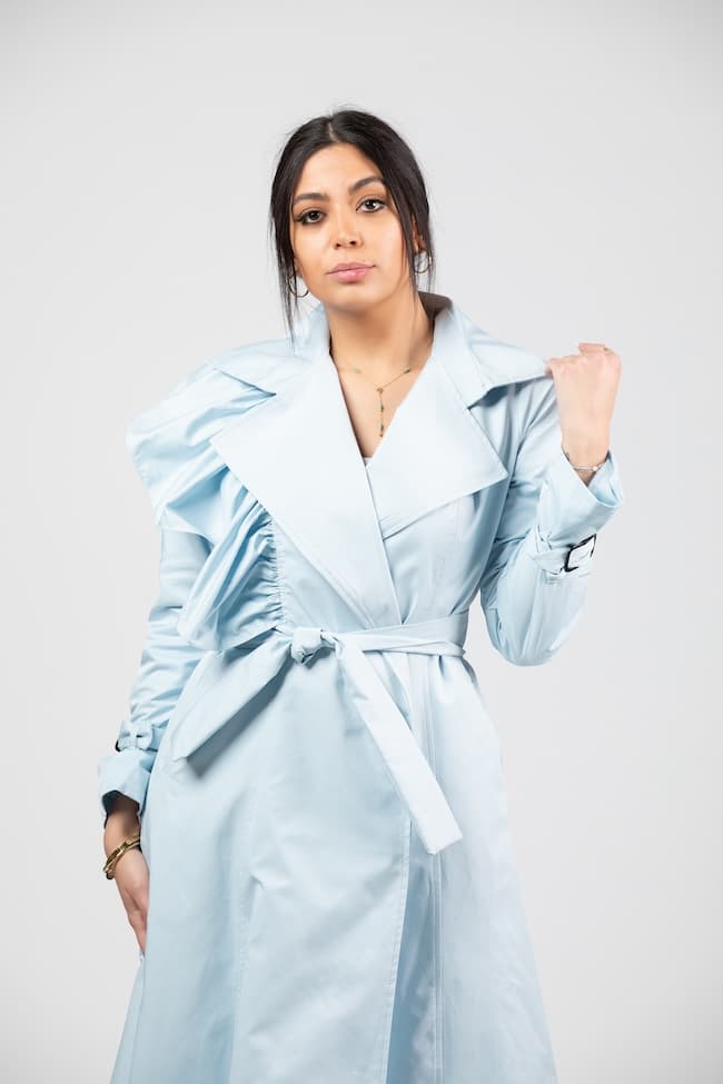 Coat With Raffles And Belt