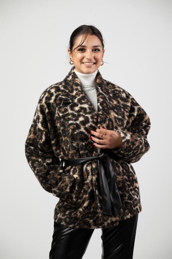 Oversized Tiger Jacket With Leather Belt
