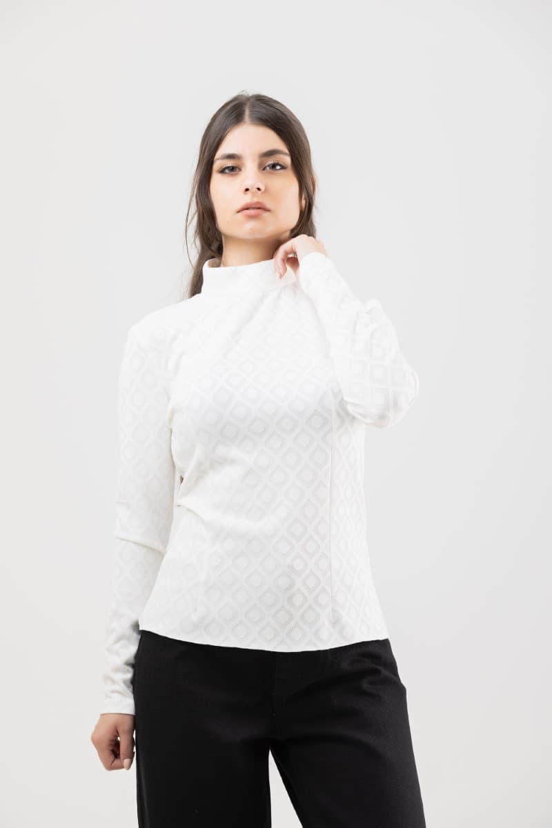 Jacquard High Neck Top