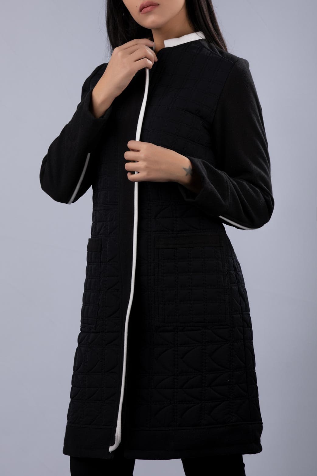 water repellent quilted coat
