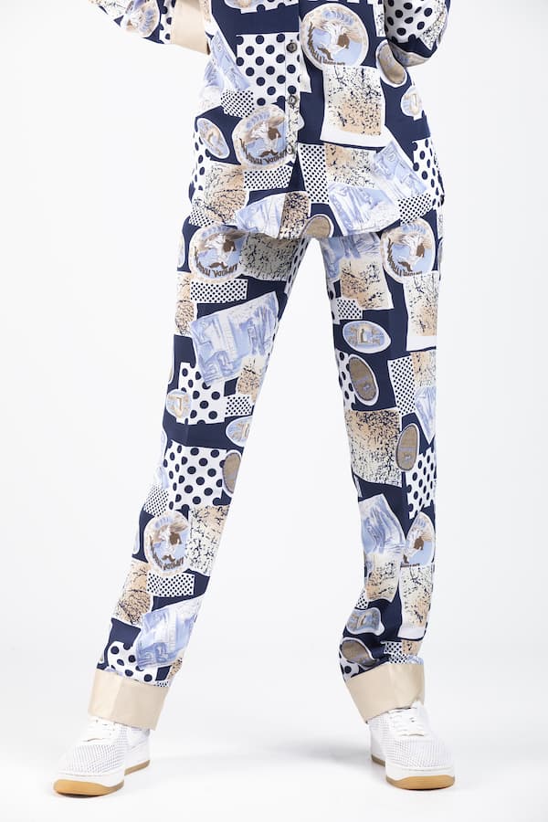 satin printed pants
