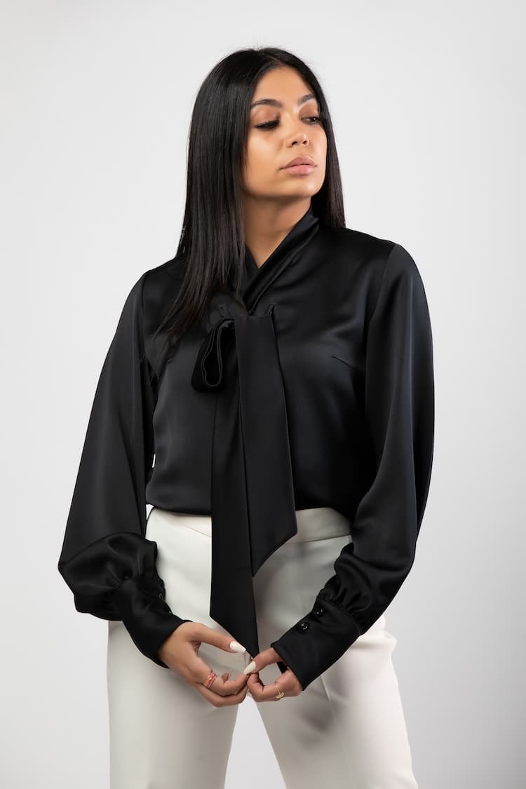 Satin Tie Neck Shirt