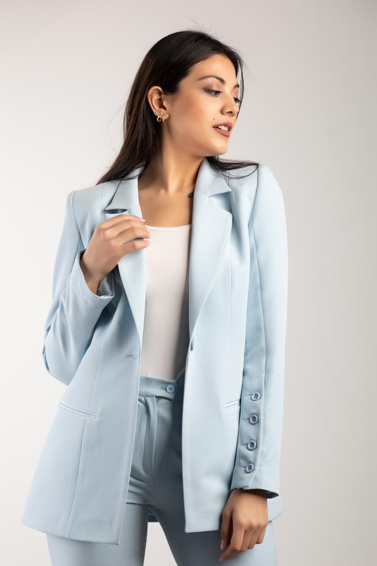 Crepe fitted suit jacket
