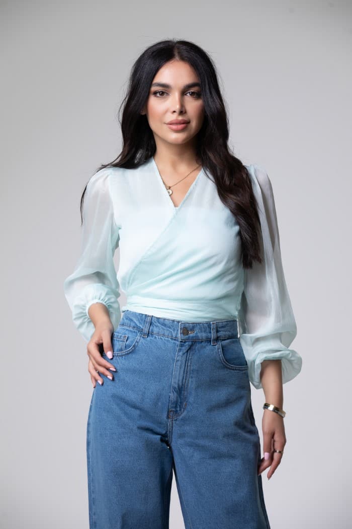 Long Sleeve Crepe Chiffon Blouse