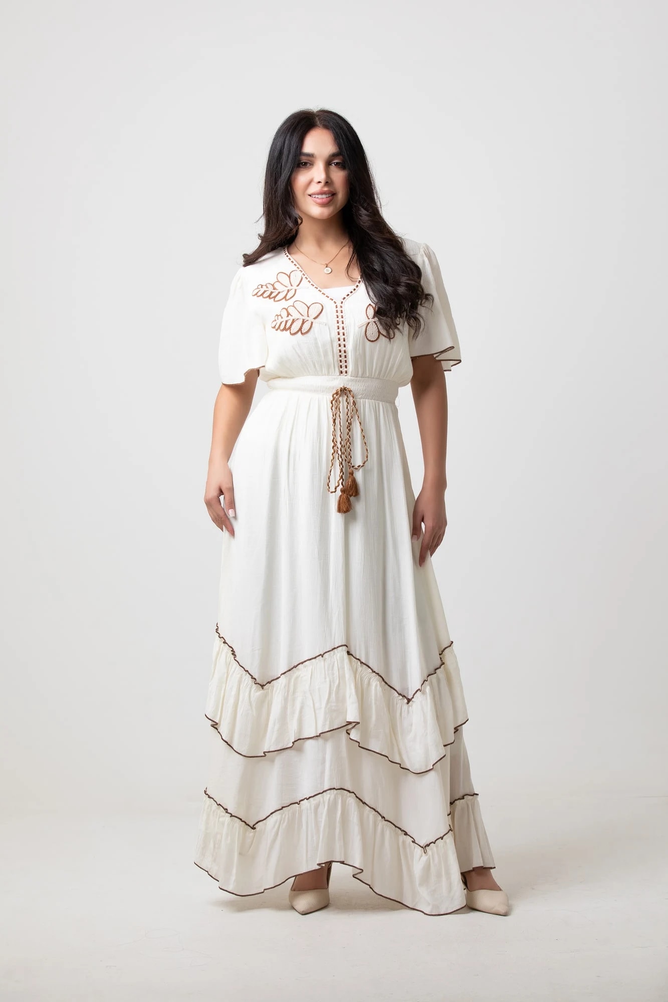 Embroidered Linen Maxi Dress